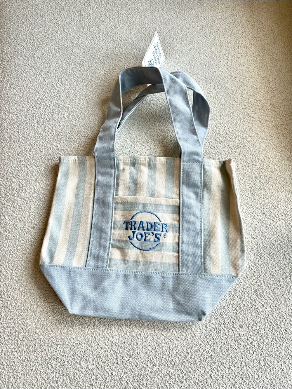 Trader Joe’s Mini Tote Set of 4 NWT Pastel Striped Bags Pink Blue Green Beige - Picture 3 of 6
